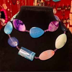 Colorful Agate 925 Clasp Necklace